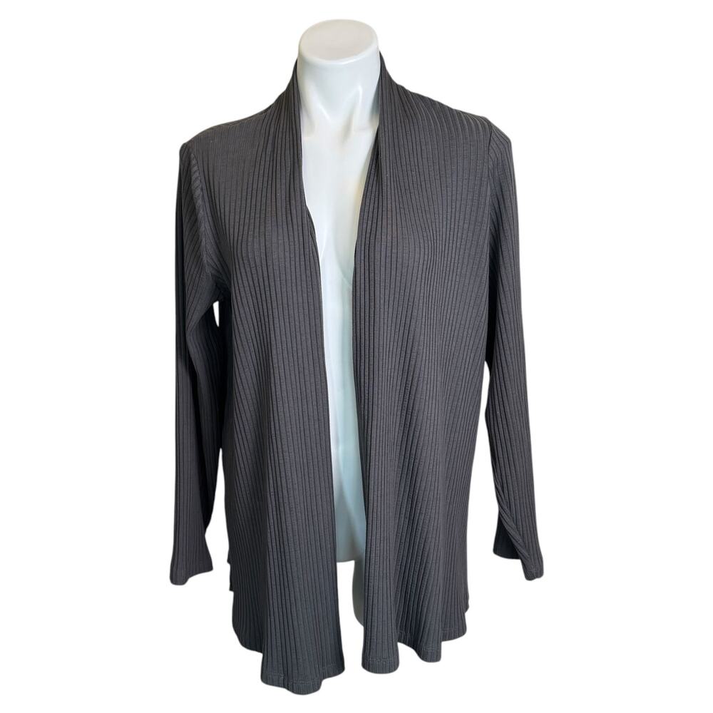 Eileen Fisher | Women's Dark Gray Ribbed Open Cardigan | Size: M